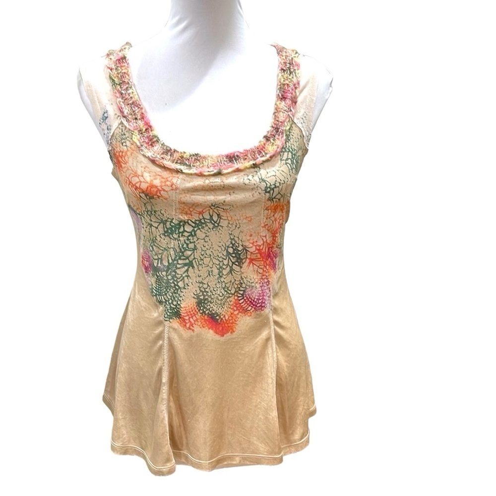 Free People Crochet Trim Scoop Neck Sleeveless Top SZ S
